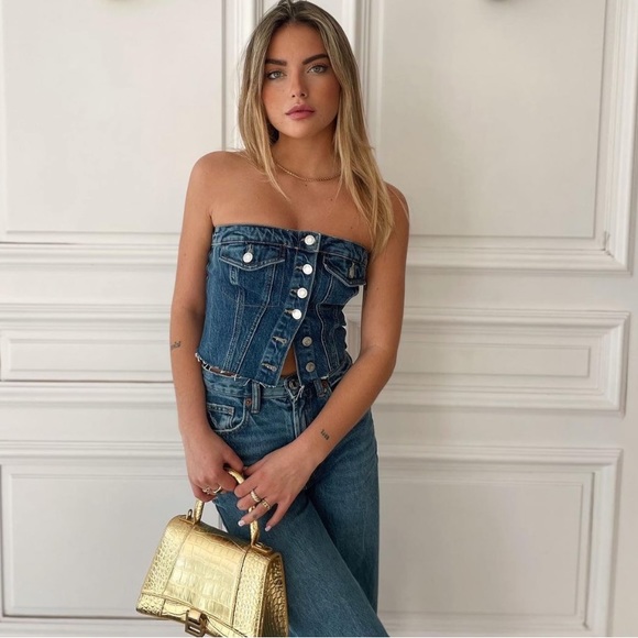 Zara Tops Nwt Zara Denim Corset Top Poshmark